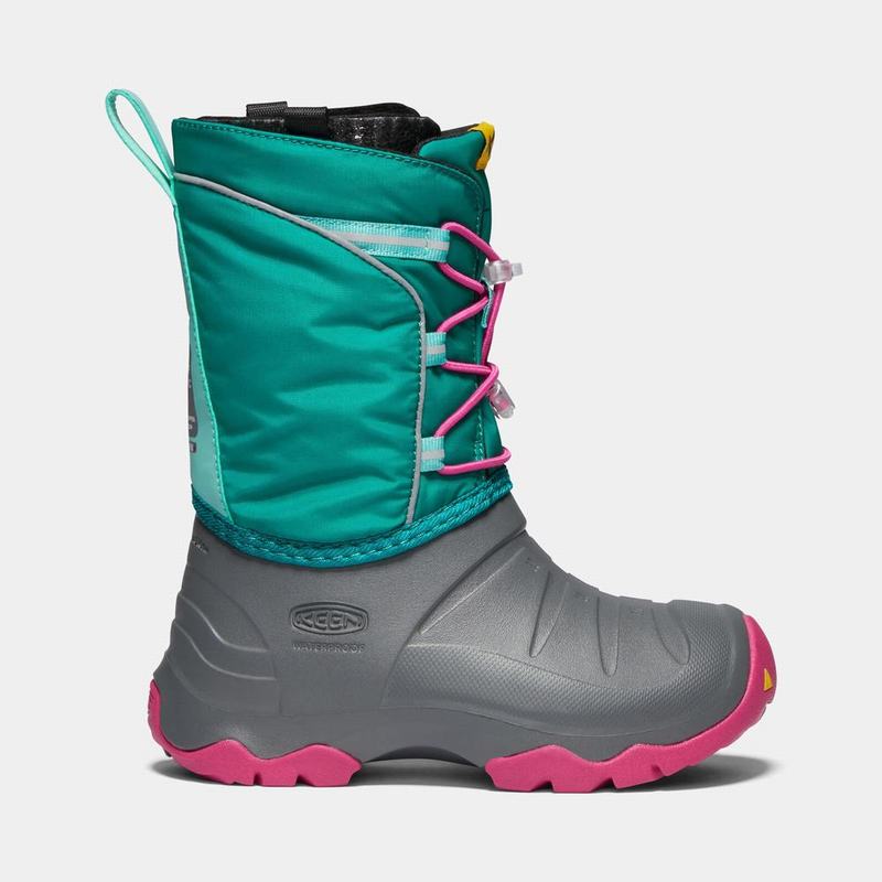 Keen Lumi Waterproof Winter Kids Snow Boots Green/Grey/Rose Online NZ (5760-YOBNA)